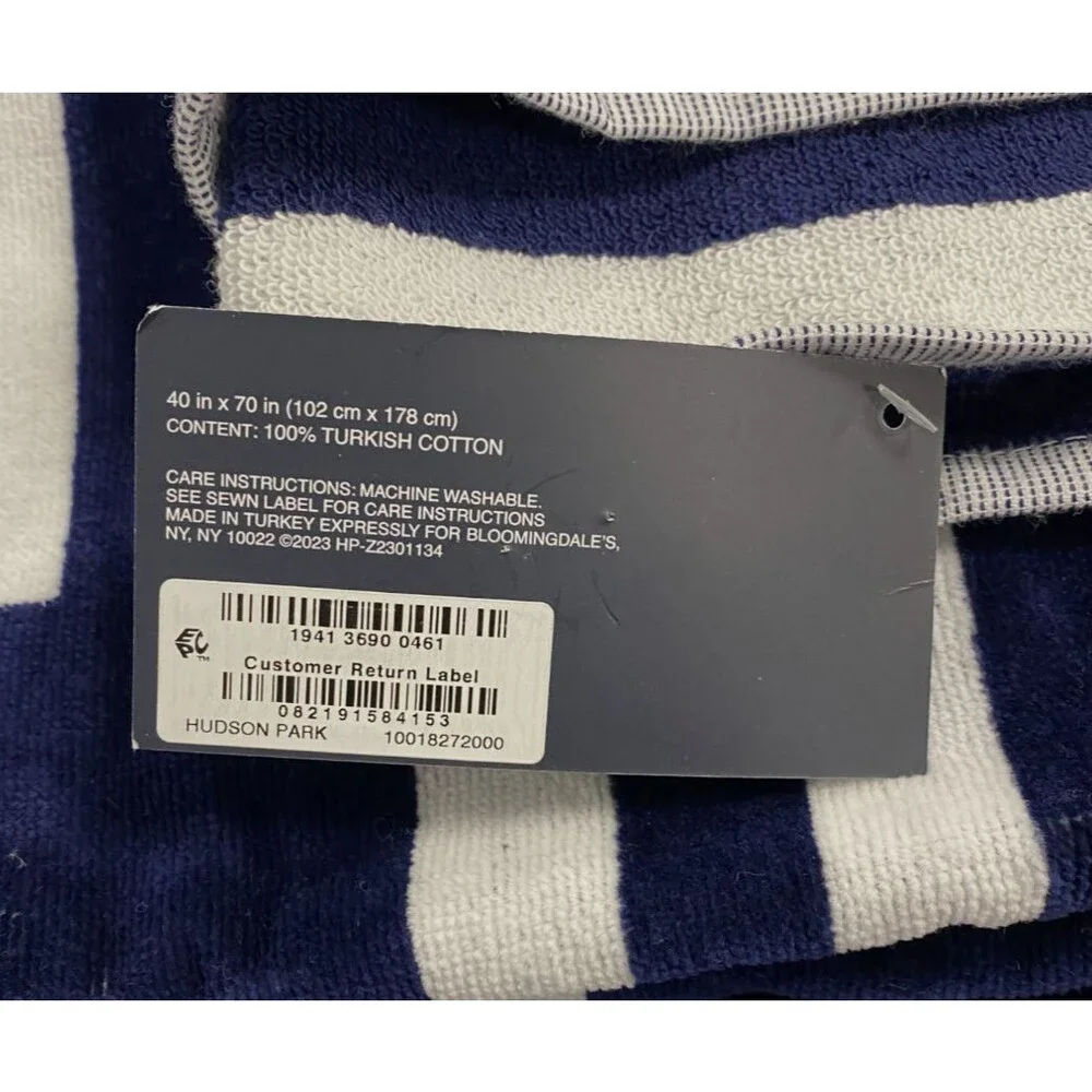 Hudson Park Collection Blue Navy Paralela Beach Towel | Size 40 x 70